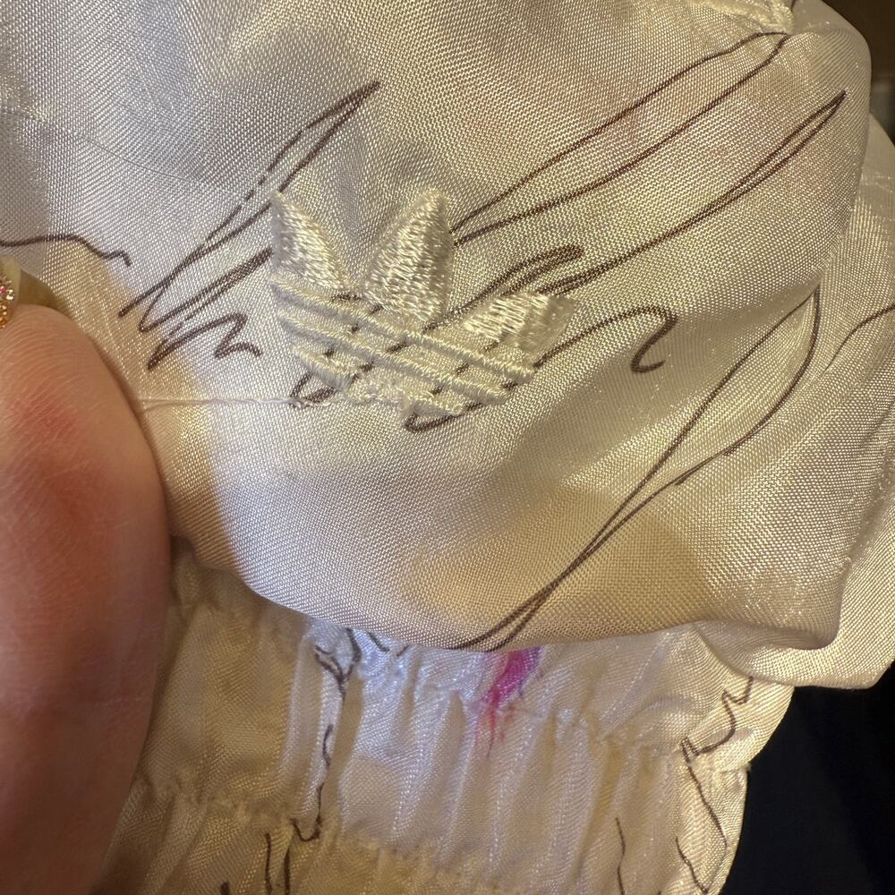 Adidas Lightweight Zip Up Script Print Silky Jack… - image 7